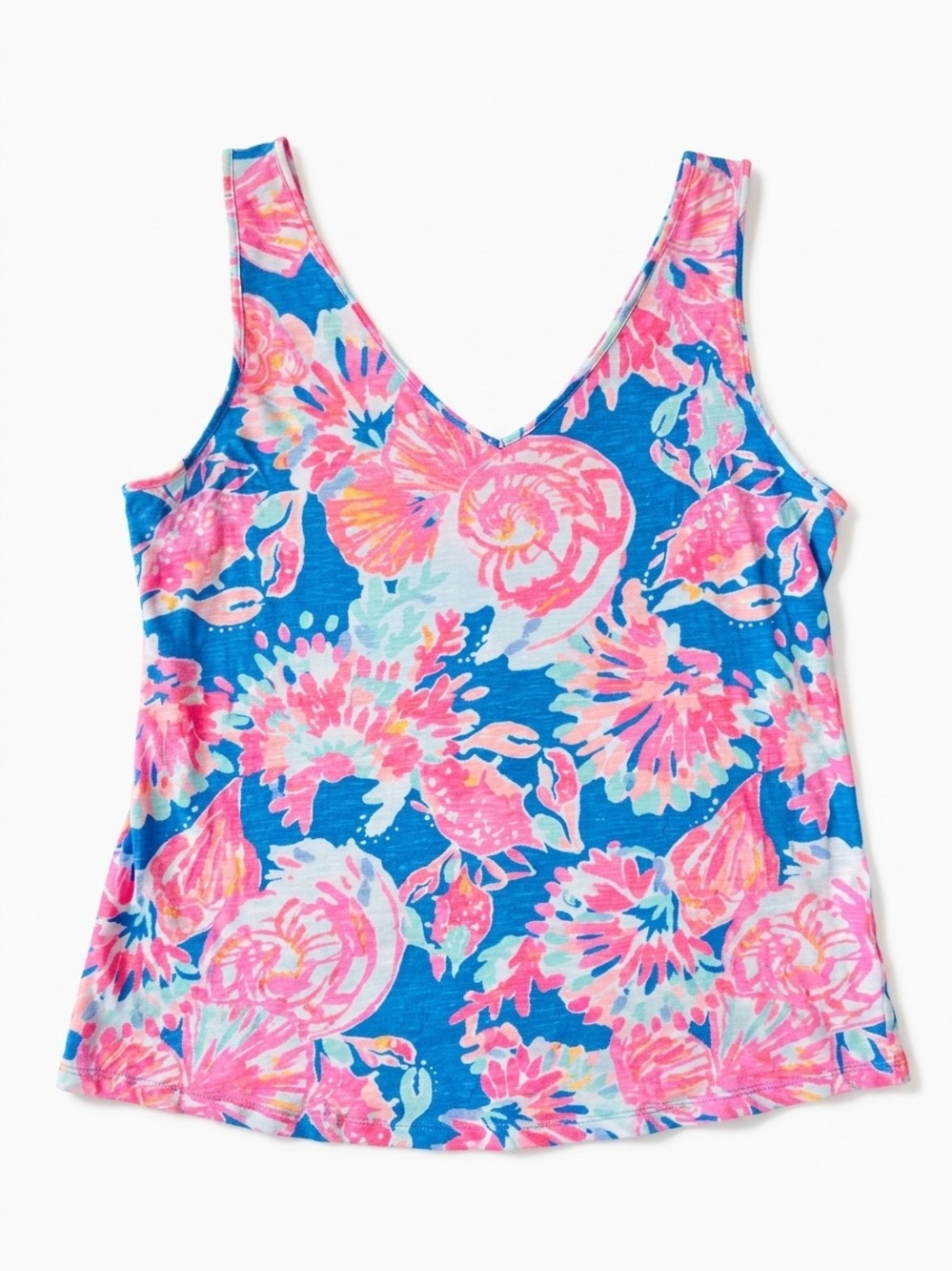 Lilly Pulitzer Pink & Blue Floral V-Neck Tank